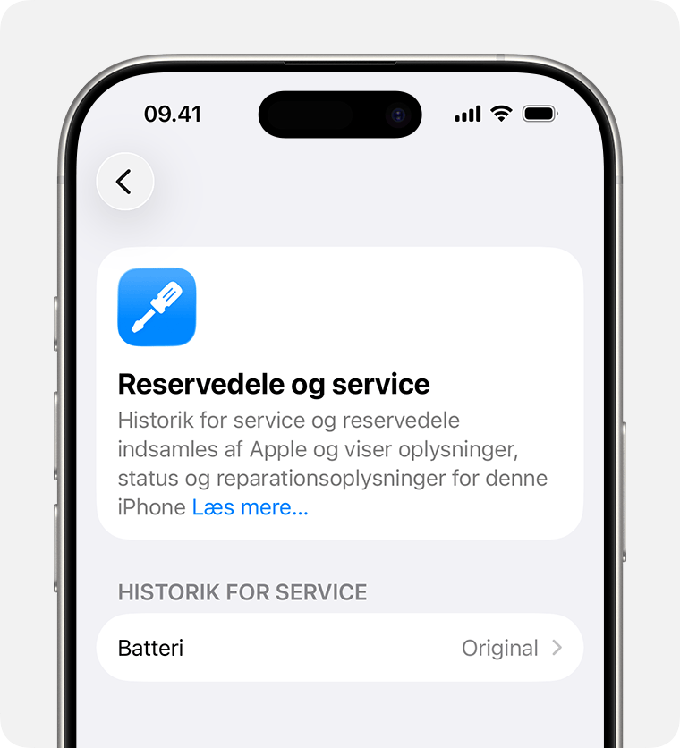 Batteri: delstatus Original i iPhone-indstillinger