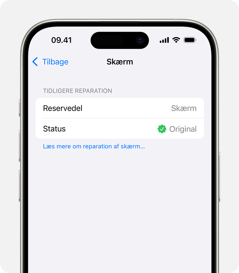 Skærm: delstatus Original i iPhone-indstillinger
